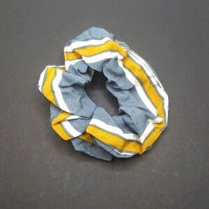 Stripe chiffon blue while mustard yellow scrunchie